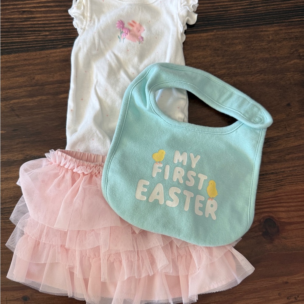 Easter onesie w/skirt and “my first Easter” bib